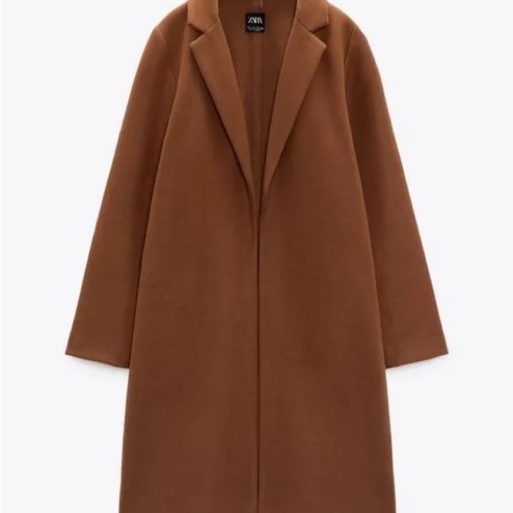 Great Used Condition Zara Coat Dark Camel size small